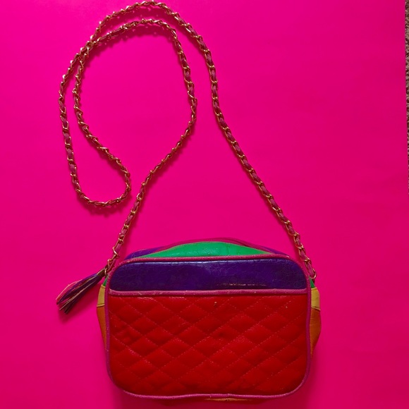 Vintage 90s color block quilted chain link purse - Picture 8 of 8